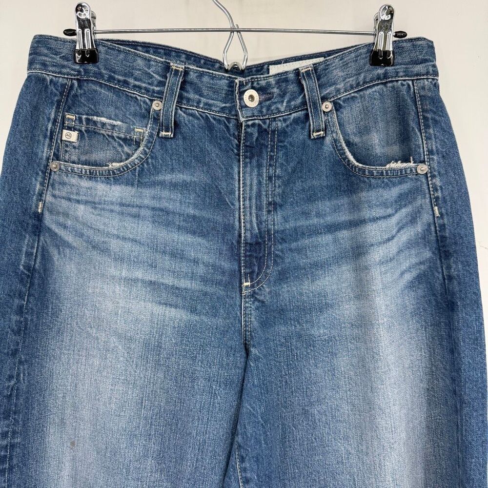 AG Adriano Goldschmied Blue Hattie Crop Raw Hem High-Rise Barrel Jeans Size 28 - Picture 2 of 12